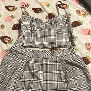 Gray Plaid Two-Piece Set